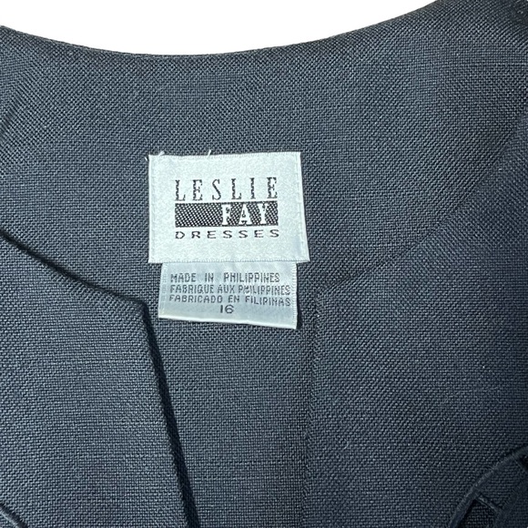 Vintage Leslie Fay - Womens Black Dress Sz 16 - Picture 3 of 6